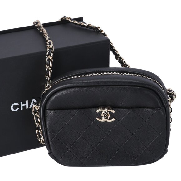 Chanel Quilted Lambskin Small Casual Trip Camera Bag Crossbody Black - Picture 1 of 8